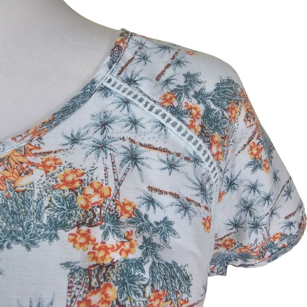 Toad&Co Short Sleeve Blouson Top M Floral Print‎ Lightweight Cottagecore Prairie - Picture 5 of 11